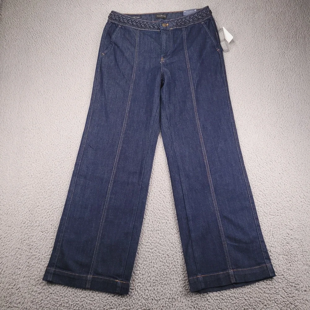 TALBOTS Jeans Size 6P Classic Trouser Braided Trim Veronica Wash Denim NEW